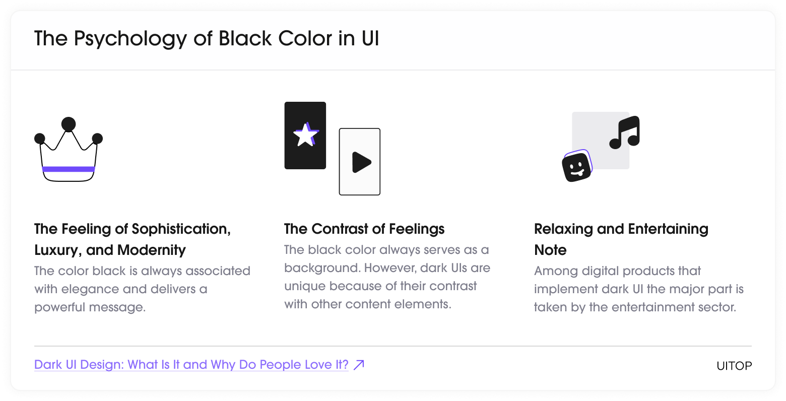 psychology of black color in UI