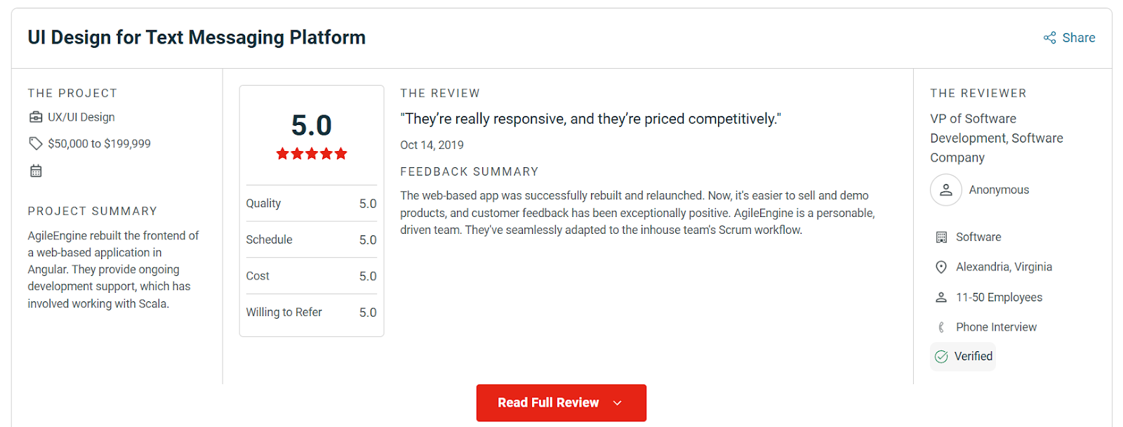 AgileEngine UX Research Agency - Rating