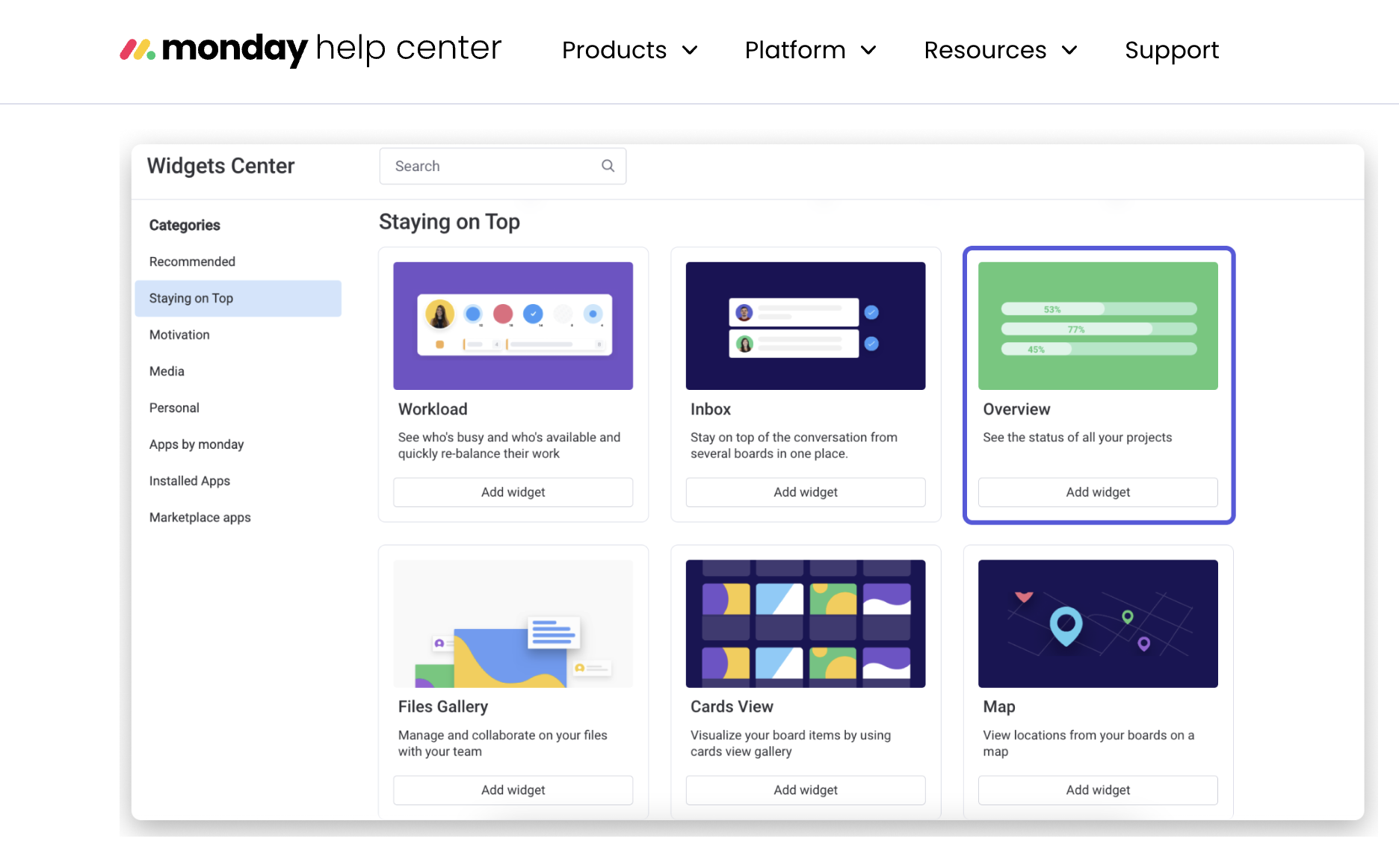 Modular and widget-based dashboards