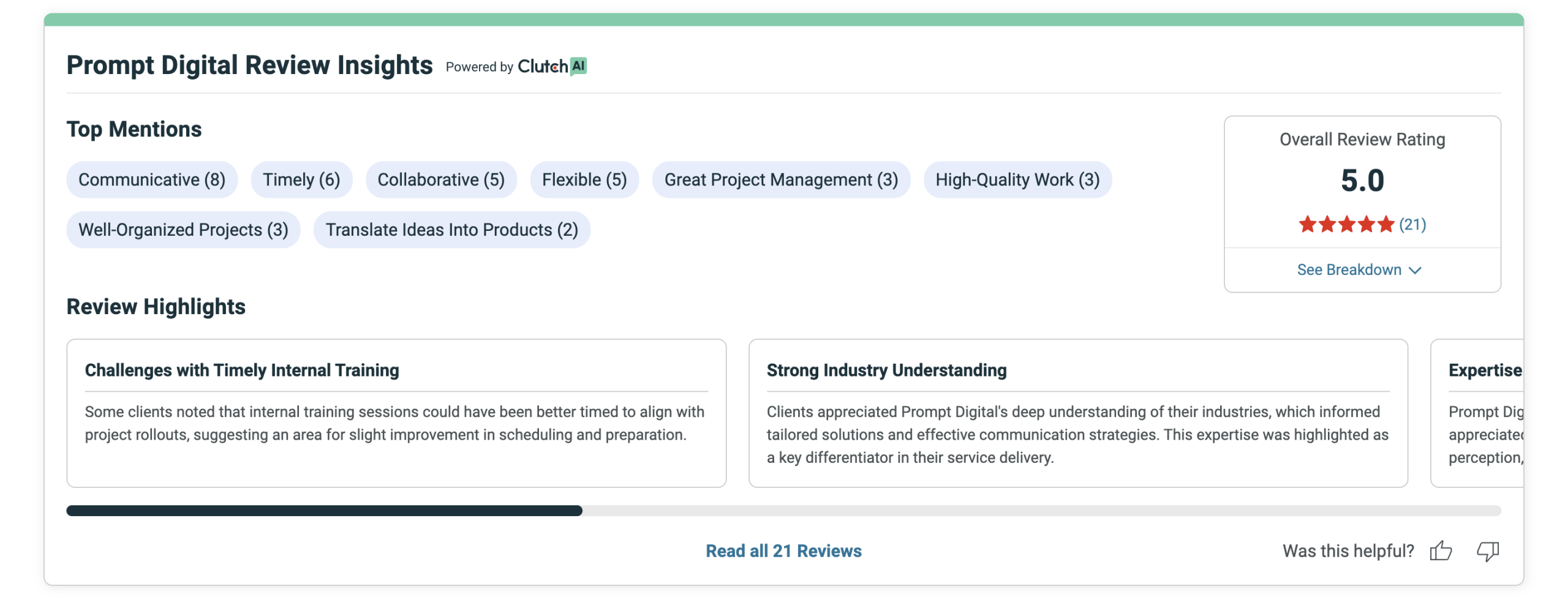 Clutch rating Prompt Digital