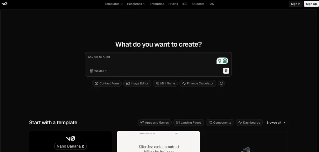 Vercel's v0 AI tools for product design
